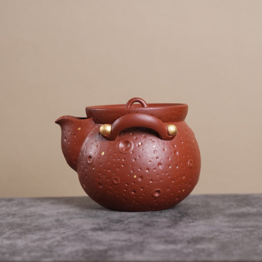 Exquisite Brown Zisha Pot with Bubbled Texture - Traditional Chinese Craftsmanship