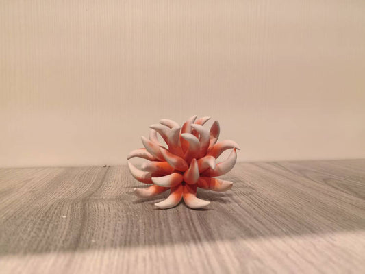 Ceramic Handmade Succulent Echeveria Plant | Rosette - Shaped | Pink & White Hues | Ideal for Indoor Decoration
