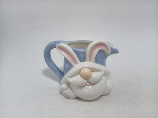 Charming Bunny - Shaped Ceramic Coffee Mug - Blue and White Design for a Sweet Touch