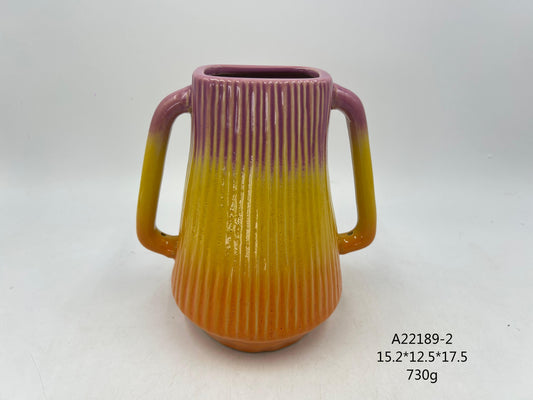 Handmade Ceramic Vase | Dual - Tone Gradient Glaze | Unique & Artistic | Ideal for Flower Arrangements or Home Decor