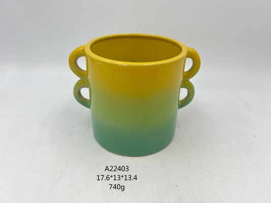 Handmade Ceramic Vase | Dual - Tone Gradient Finish | Unique & Functional | Ideal for Home Decor