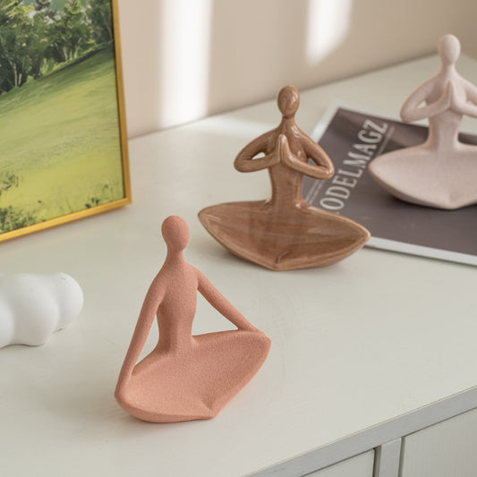 Yoga Statue Modern Home Decor, Set of 3 Yoga Meditation Sculptures Resin Yoga Spiritual Figurines Decoration for Living Room Bedroom Bookshelf Table Office