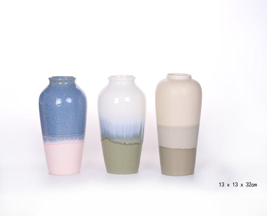 Reactive Glaze Vases,Unique Color Drips, Ideal for Home Decor ,House Decor Vase,Handmade Ceramic Large Vase Tall 12.5 in,Farmhouse Flower Vase for Living Room,Bedroom,Centerpiece Tables,Entryway Tables and Mantel Shelves Decor