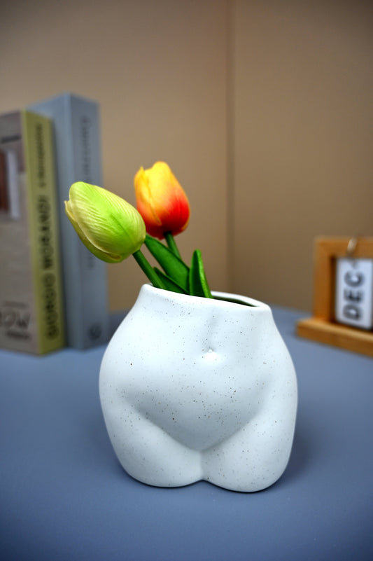 Whimsical Butt - Inspired Ceramic Vase - White Finish for a Modern and Playful Home Aesthetic