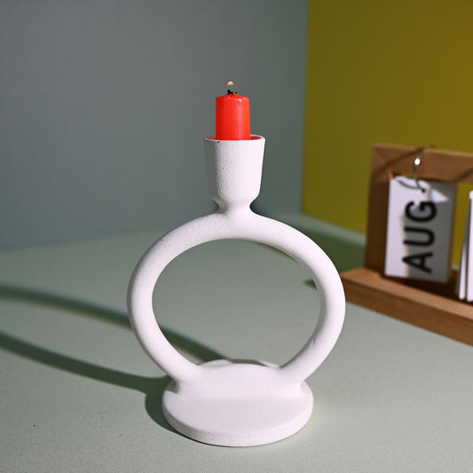 Elegant ceramic candle holder matte simple white candle holder modern Nordic style furniture decoration