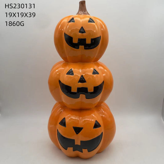 Stacked Handmade Ceramic Pumpkin Decor | Halloween - themed Set | Spooky & Festive | Ideal for Seasonal Home Decor or Gifting