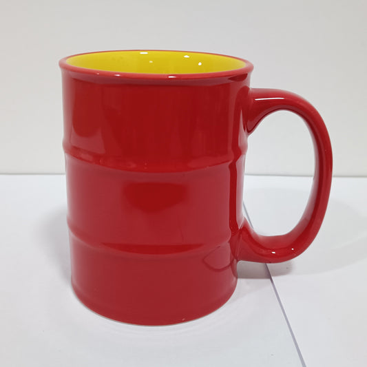 Vibrant Red Ceramic Mug with Sunny Yellow Interior - Stylish and Eye - catching