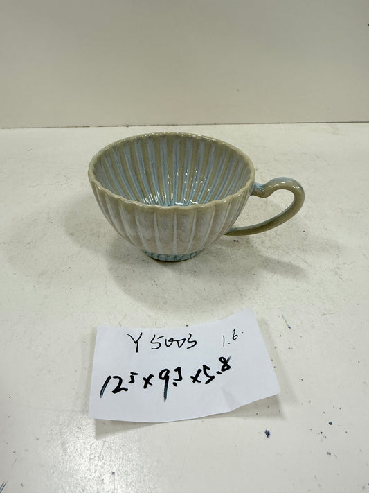 Handmade Striped Ceramic Mug | Reactive Glaze Design | Comfortable Grip | Ideal for Coffee & Tea