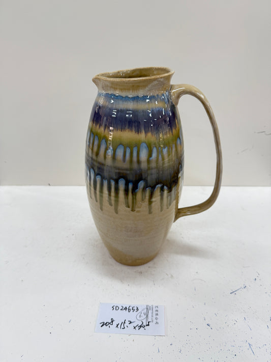 Handmade Ceramic Pitcher | Reactive Glaze Finish | Rustic & Artistic | Ideal for Beverages or Decor