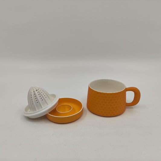 Stylish Orange Tea Mug Set - Includes Removable Strainer and Matching Lid-- Perfect for Enjoying a Refreshing Cup of Tea